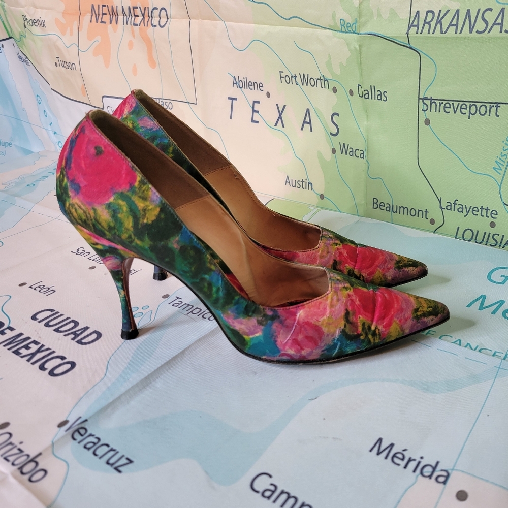 Vintage 1950s Heels Shoes Pumps Grandini New York Floral Women's  Size 7N